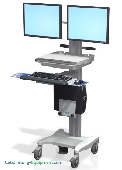 双监视器和键盘的计算机卡车可调节高度