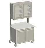 工作中心,Starsys;不锈钢,双Bay, Overhead Cabinet