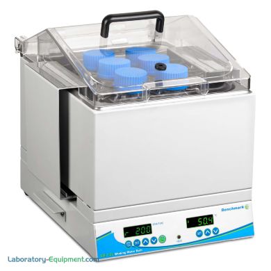 SB-12L摇动水浴具有精确的温度控制高达80°C，包括弹簧平台接受管，瓶和瓶| 2827-10显示