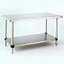 Solid-top 304 stainless steel cleanroom table with tool-free adjustable height shelf, from Metro | 1305-00 displayed